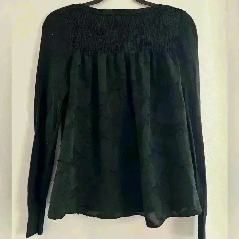 Ann Taylor black sweater with floral detail on the back